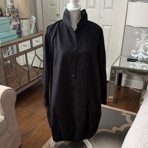 UOOZEE Black Button-Up Shirt Dress Size Medium NWT